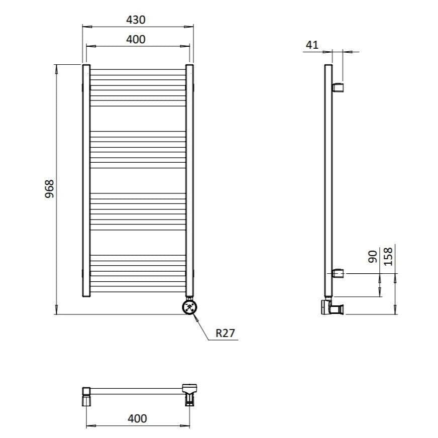 Crosswater Ladder Rail Crosswater MPRO Designer Vertical Towel Radiator in Brushed Brass
