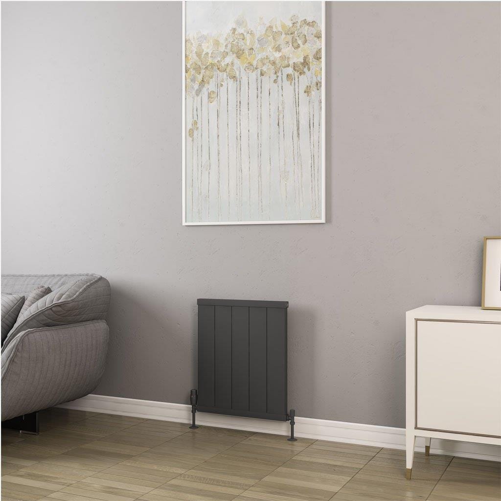 Eastbrook Panel Radiator Eastbrook Kingswood Slimline Horizontal Aluminium Radiator 600 x 510mm / Matt Anthracite