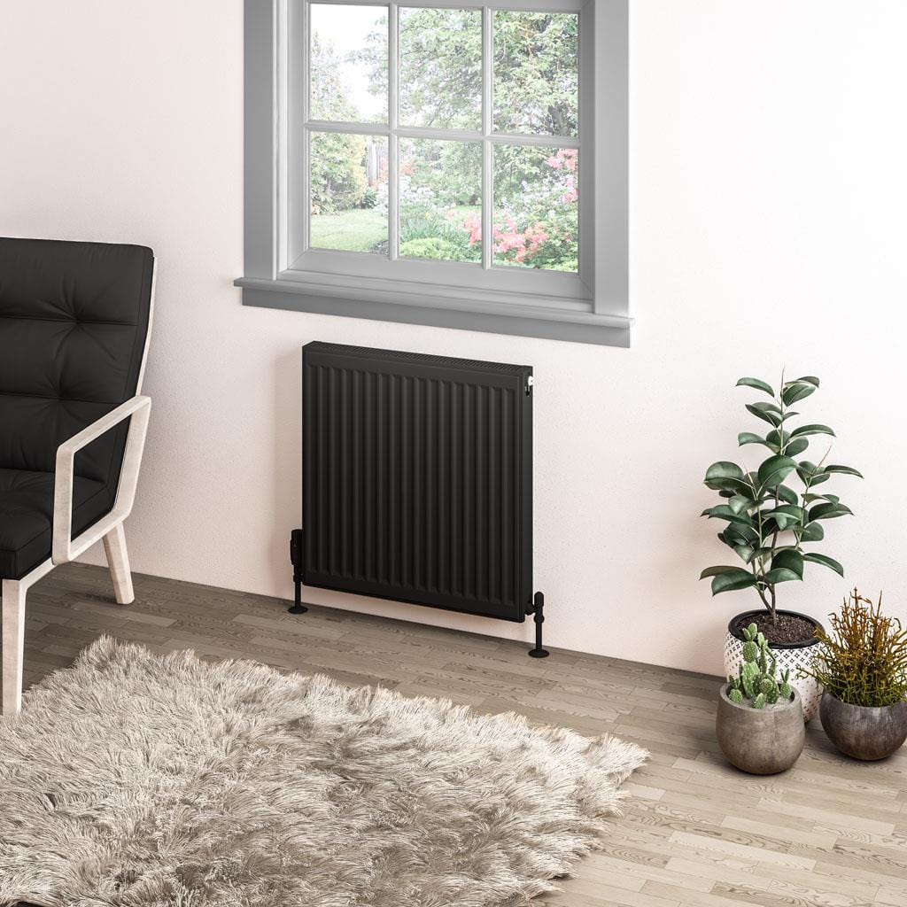Aquarius Bathrooms Type 11 Aquarius Type 11 Compact Panel Radiator In Matt Black 600 x 600mm
