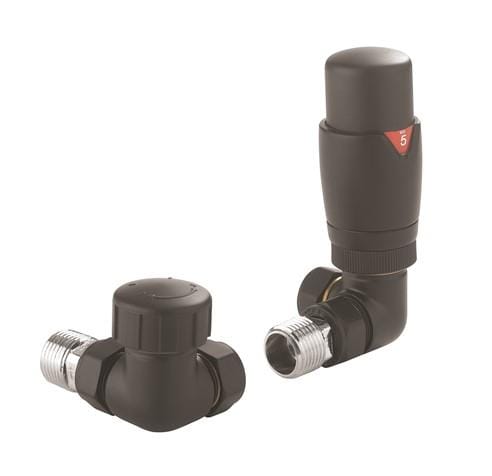 Crosswater Radiator Valves Crosswater Corner Thermostatic Radiator Valve - Matt Black - RADVTRVC1B