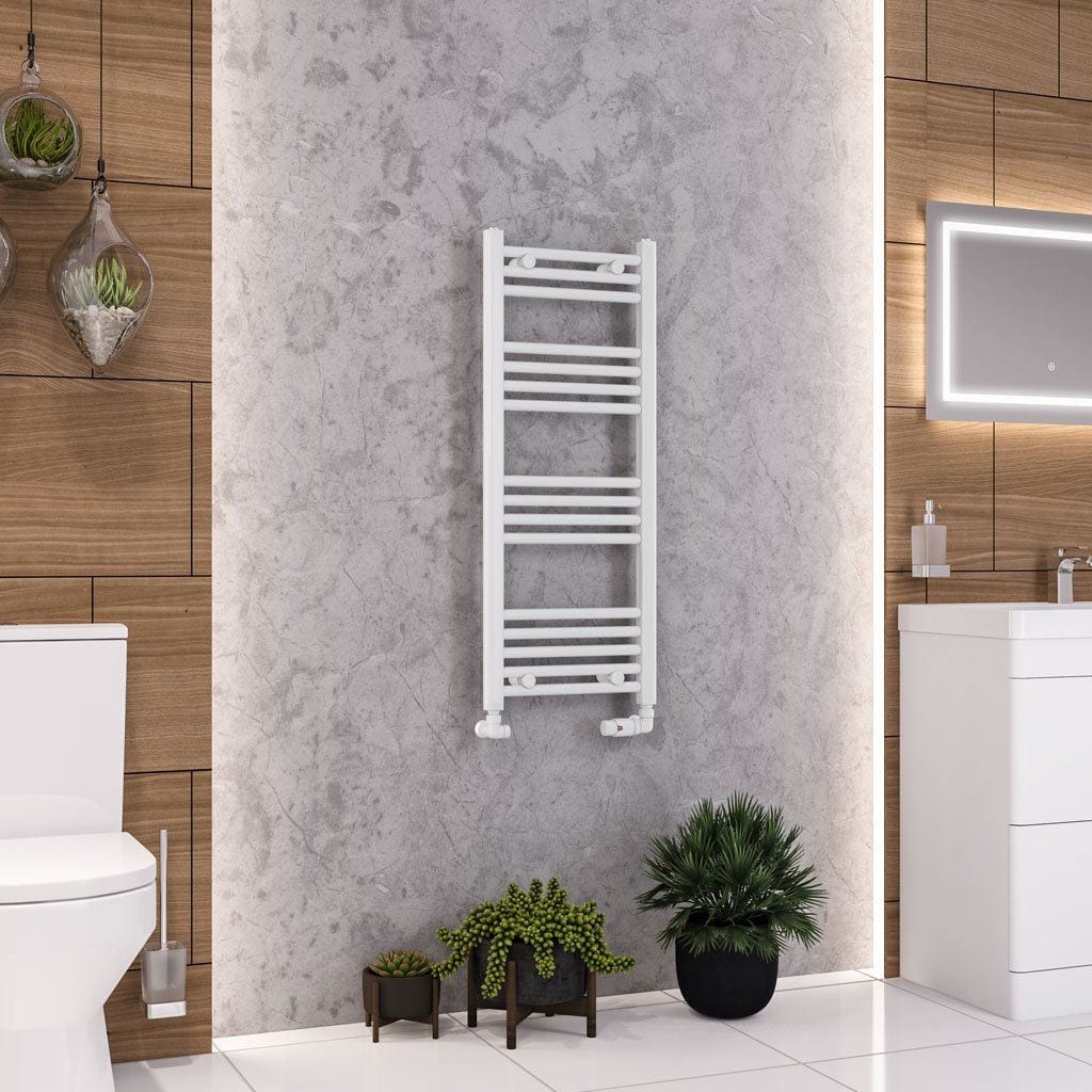 Totally Rads Ladder Rails Eastbrook Wendover Curved Vertical Heated Towel Rail in White