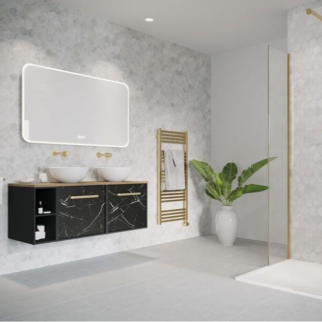 Crosswater Ladder Rail Crosswater MPRO Designer Vertical Towel Radiator in Brushed Brass