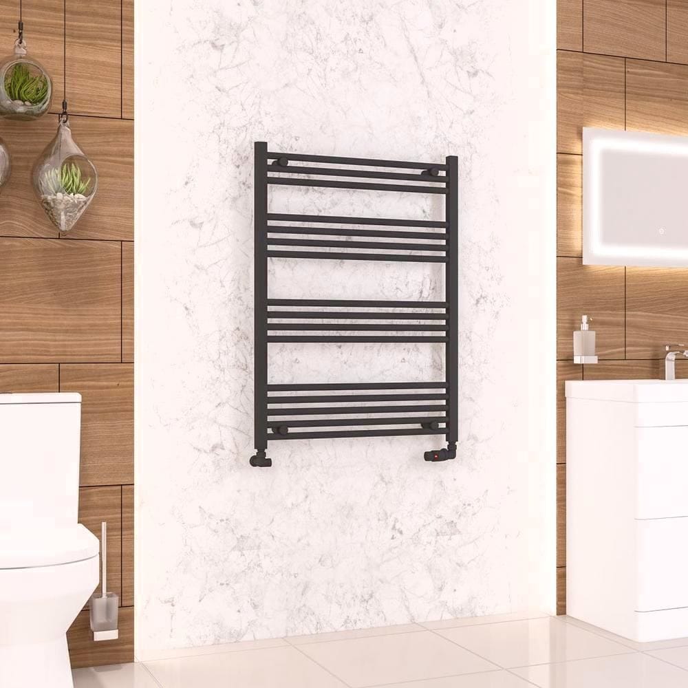 Eastbrook Ladder Rails Eastbrook Wendover Straight Vertical Heated Towel Rail in Matt Black 1000 x 750 / Electric Only
