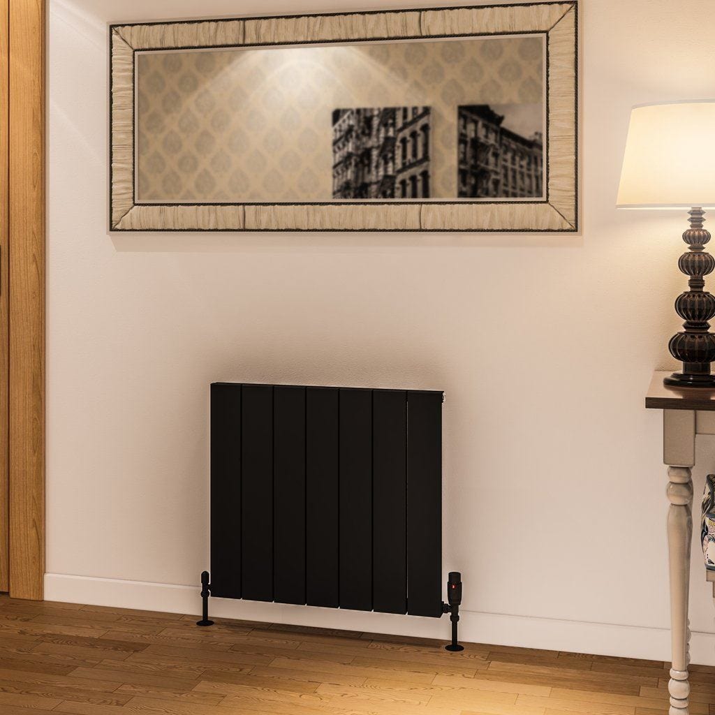 Eastbrook Panel Radiators Eastbrook Rosano Straight Horizontal Aluminium Radiator in Matt Black 600 x 660 / Dual Fuel