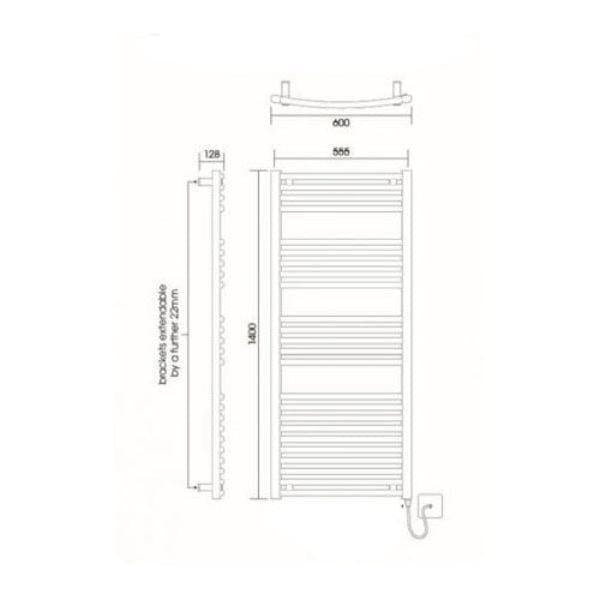 Vogue Ladder Rail Vogue Combes Curved Ladder Towel Rail in Chrome 1400 x 600 / Electric Only