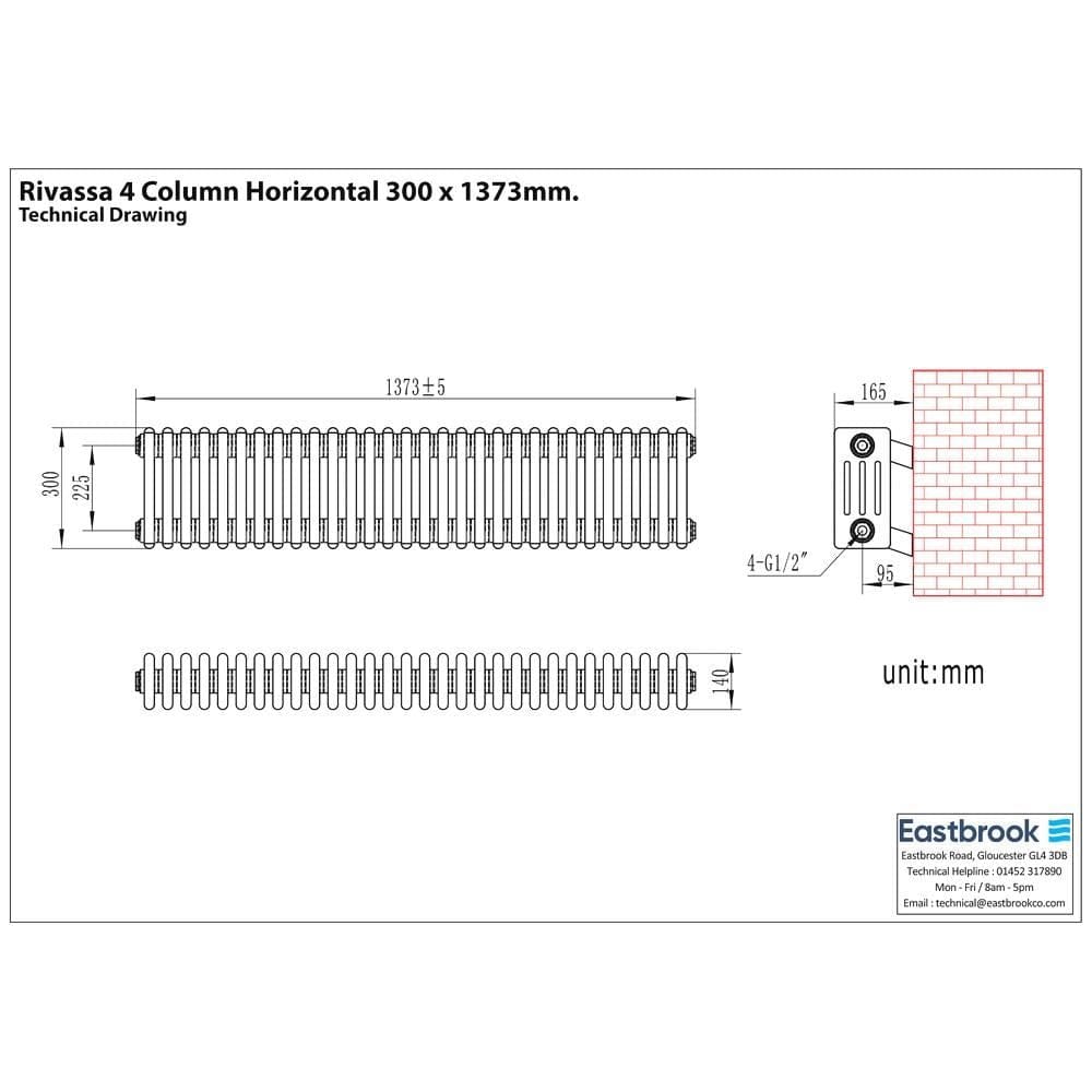 Eastbrook Column Radiator Eastbrook Rivassa Traditional 4 Column Radiator in Gloss White