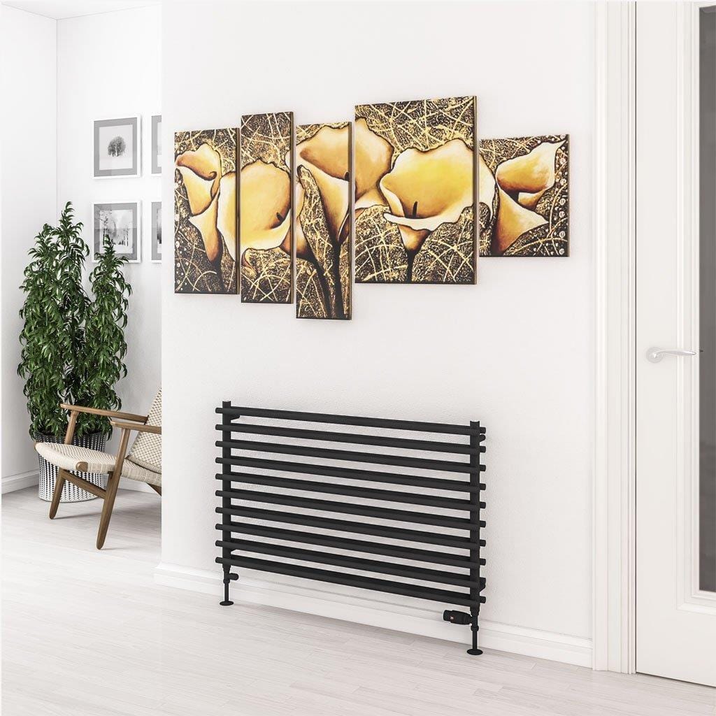 Eastbrook Designer Towel Radiator Eastbrook Murano Horizontal Designer Radiator in Matt Black 600 x 1000mm