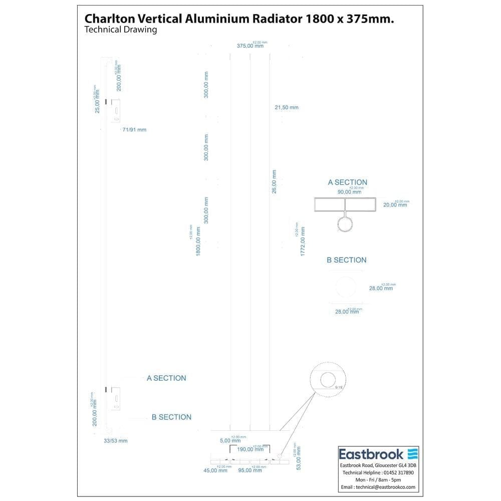 Eastbrook Panel Radiator Eastbrook Charlton Vertical Designer Radiator in Matt White