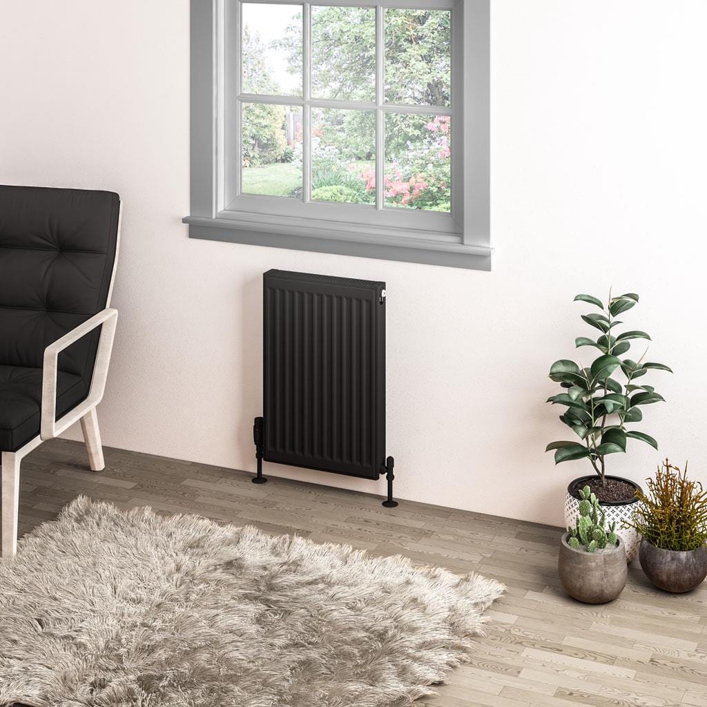 Aquarius Bathrooms Type 11 Aquarius Type 11 Compact Panel Radiator In Matt Black 600 x 400mm