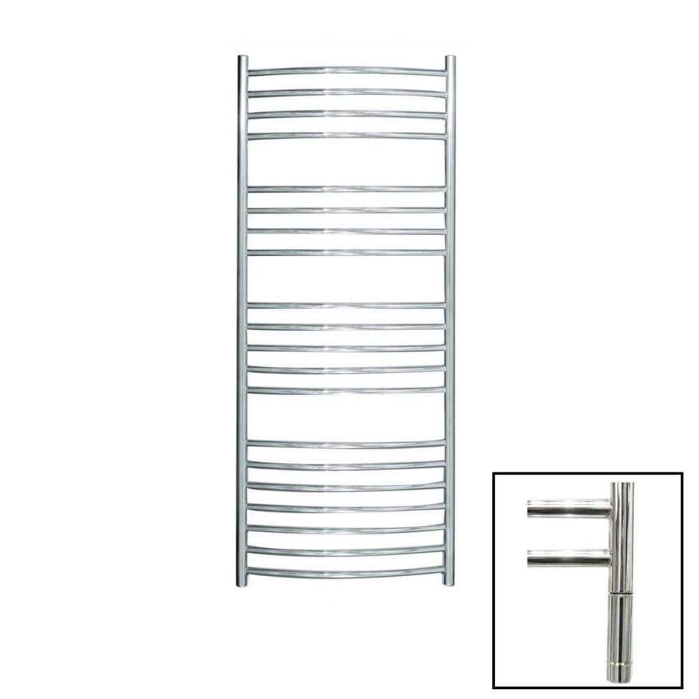 JIS Ladder Rail JIS Sussex Adur Vertical Stainless Steel Curved Heated Towel Rail 1250 x 520mm / Electric Only with Cylindrical Adjustable Element / Polished Chrome