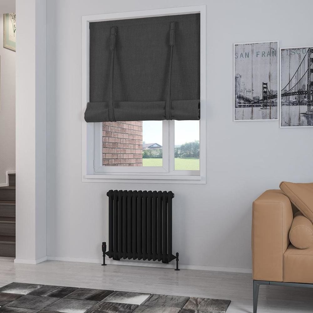 Eastbrook Column Radiator Eastbrook Rivassa Traditional 2 Column Radiator in Matt Black 600 x 608 / Central Heating