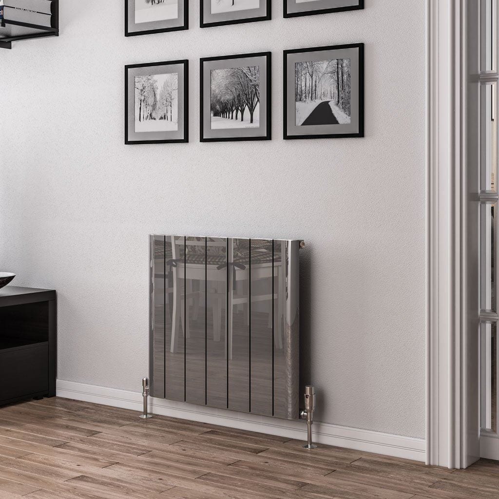 Eastbrook Panel Radiators Eastbrook Peretti Straight Horizontal Aluminum Radiator in Polished Aluminum 600 x 660 / Central Heating
