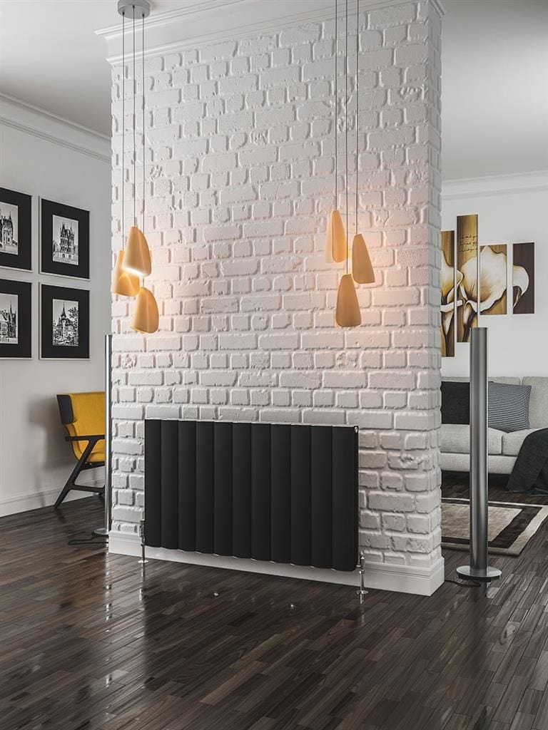 Eastbrook Panel Radiators Eastbrook Guardia Straight Horizontal Aluminium in Matt Black 600 x 1040 / Electric Only