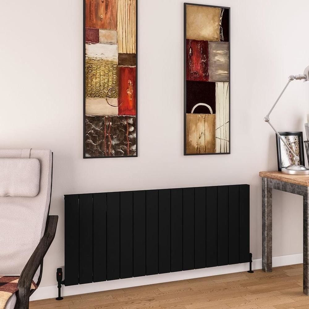 Eastbrook Panel Radiators Eastbrook Charlton Horizontal Designer Radiator in Matt Black 600 x 1420 / Central Heating