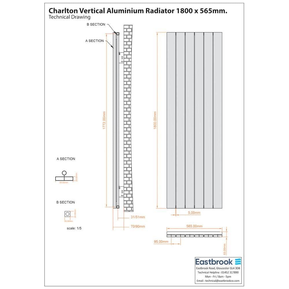 Eastbrook Eastbrook Charlton Vertical Designer Radiator in Matt White