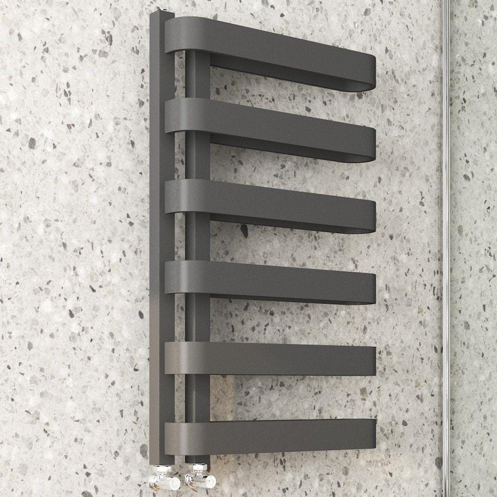 KRAD Designer Towel Radiators K-RAD Texas Straight Vertical Designer Towel Rail in Anthracite 850 x 500 / Central Heating