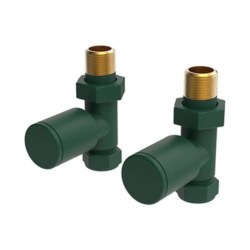 Vogue Radiator Valves Vogue Arne Round Manual Straight Valves - Moss Green - VL003 15MMST-ZMGN