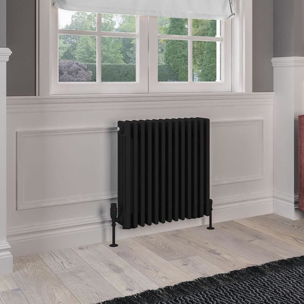 Eastbrook Column Radiator Eastbrook Rivassa Traditional 4 Column Radiator in Matt Black 600 x 605 / Central Heating