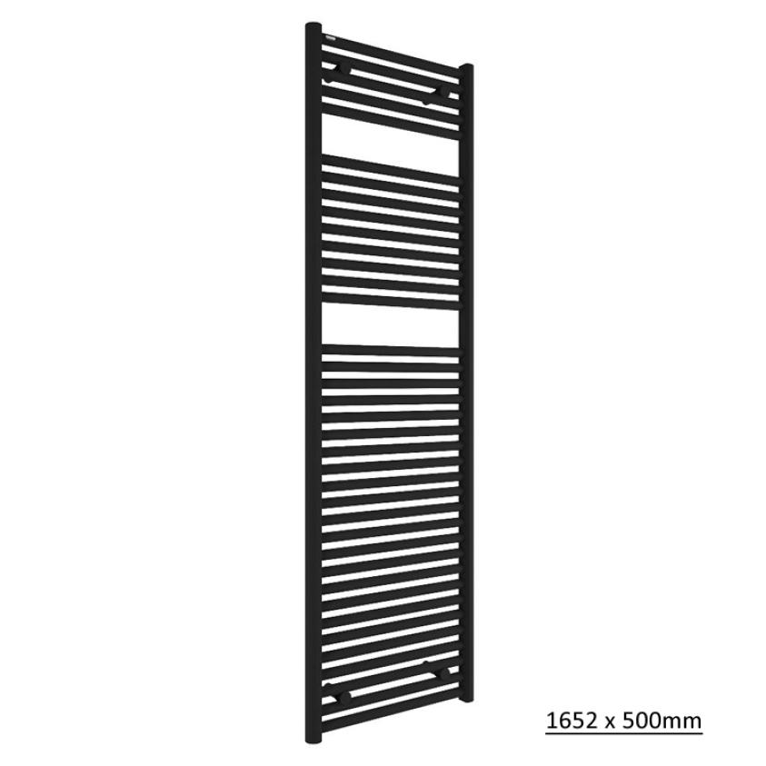 Tissino Ladder Rails Tissino Hugo2 Designer Towel Radiator in Matt Black 1652 x 500 / Central Heating