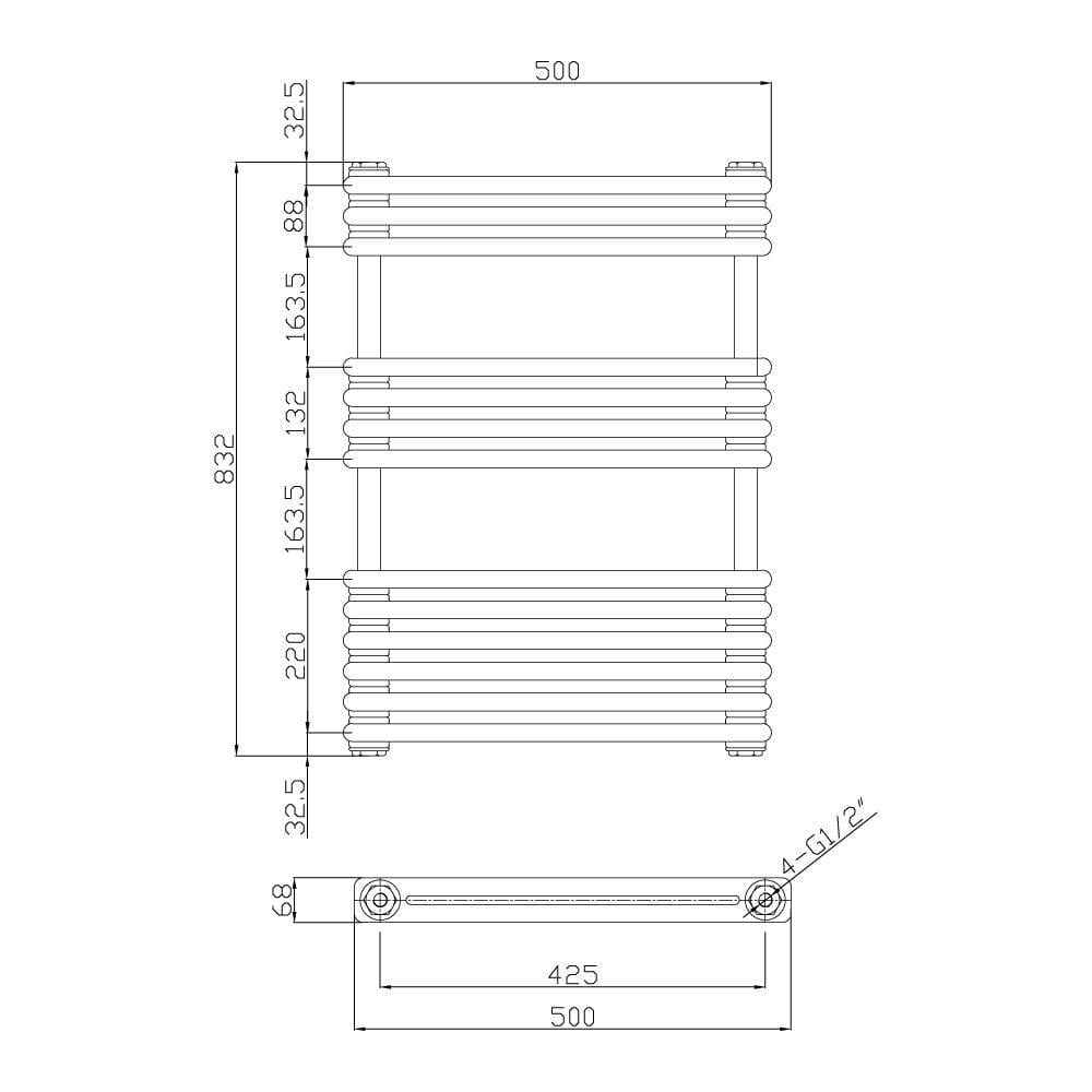 KRAD Designer Towel Radiators K-RAD Kolumn Straight Vertical Heated Towel Radiator in Matte Anthracite