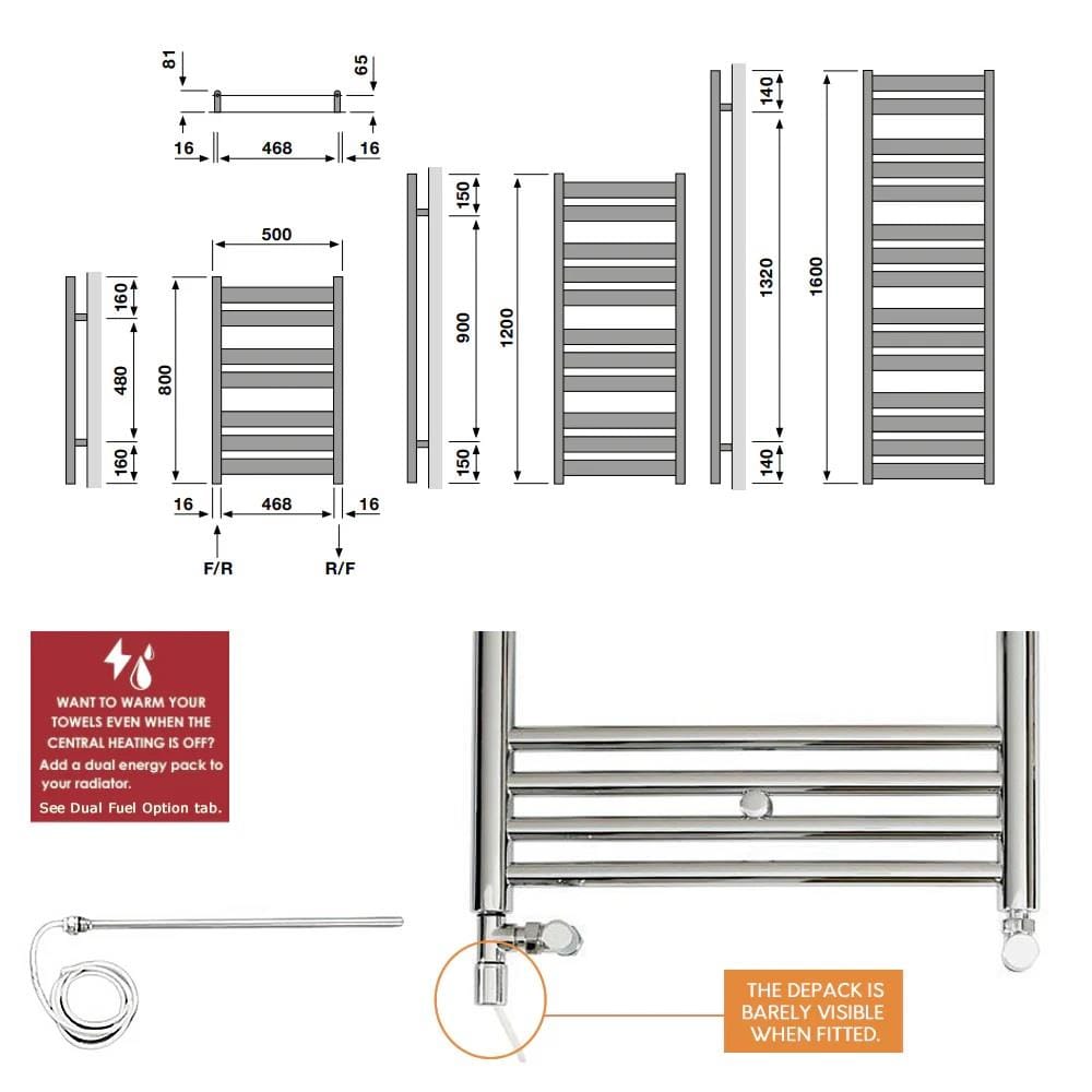 Redroom Designer Towel Radiator Redroom Azor Straight Vertical Designer Towel Rail in Chrome