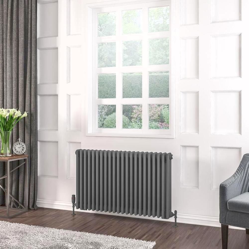 Eastbrook Column Radiator Eastbrook Rivassa Traditional 3 Column Radiator in Matt Anthracite 600 x 1010 / Electric Only