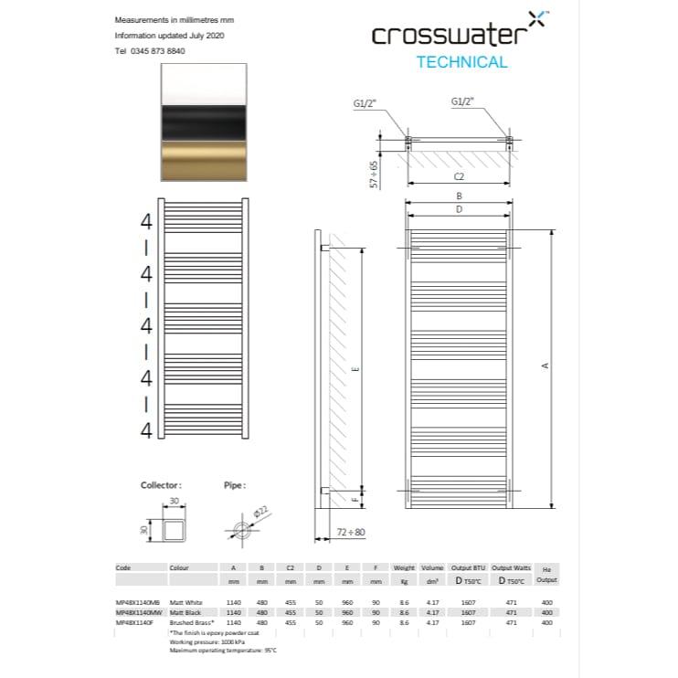 Crosswater Ladder Rails Crosswater MPRO Designer Vertical Towel Radiator in Matt Black
