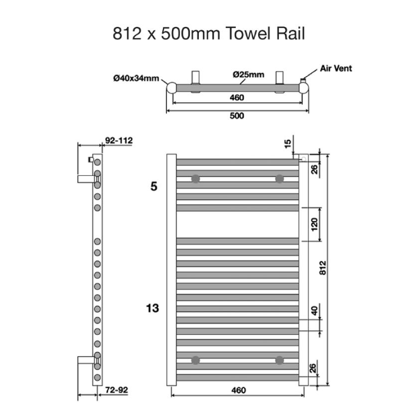 Tissino Ladder Rails Tissino Hugo2 Designer Towel Radiator in Arabica