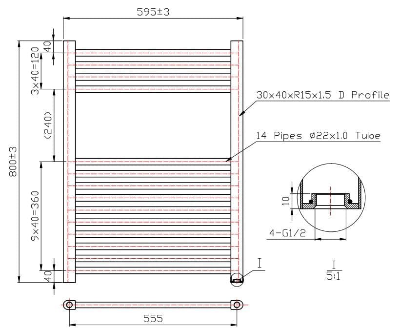 Aquarius Ladder Rails Aquarius Noir High Output Ladder Towel Rail in Matt Black
