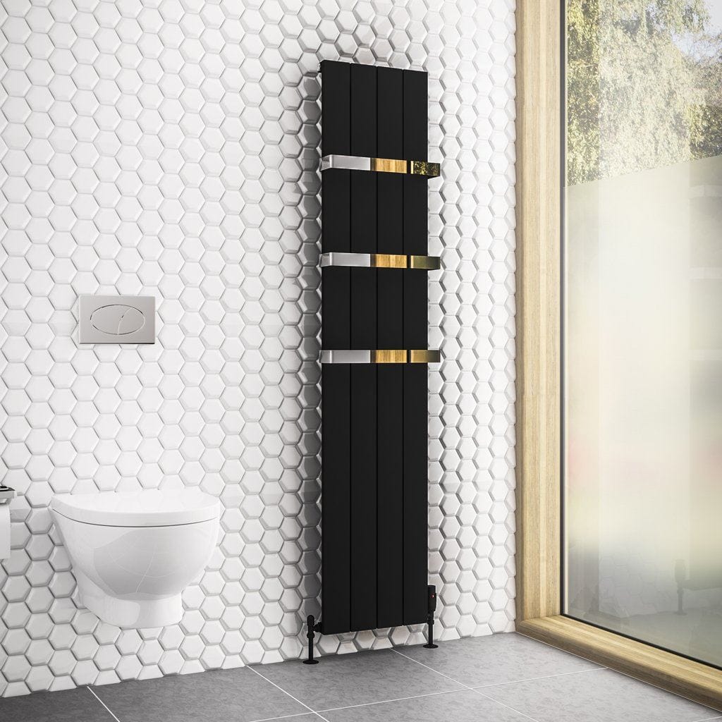 Eastbrook Panel Radiator Eastbrook Rosano Straight Vertical Aluminium Radiator in Matt Black 1800 x 375mm / Central Heating