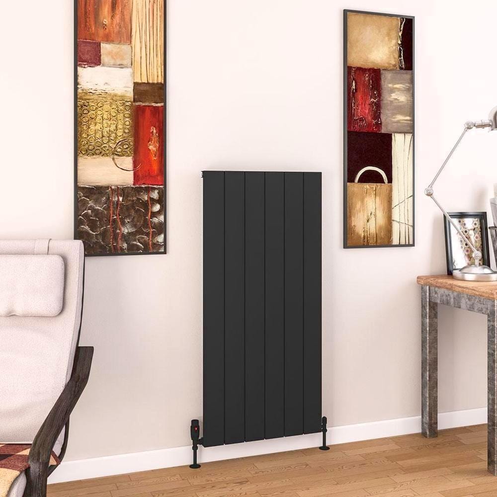 Eastbrook Panel Radiators Eastbrook Charlton Vertical Designer Radiator in Matt Black 1200 x 565 / Electric Only