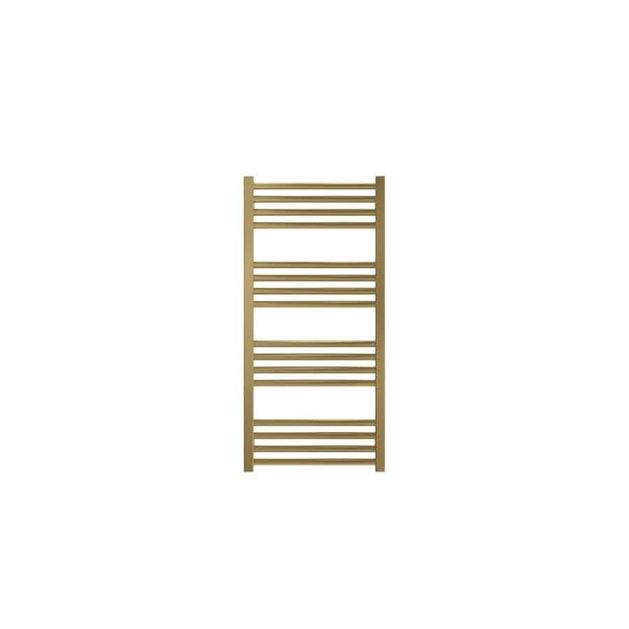 Crosswater Ladder Rail Crosswater MPRO Designer Vertical Towel Radiator in Brushed Brass 900 x 430mm / Dual Fuel