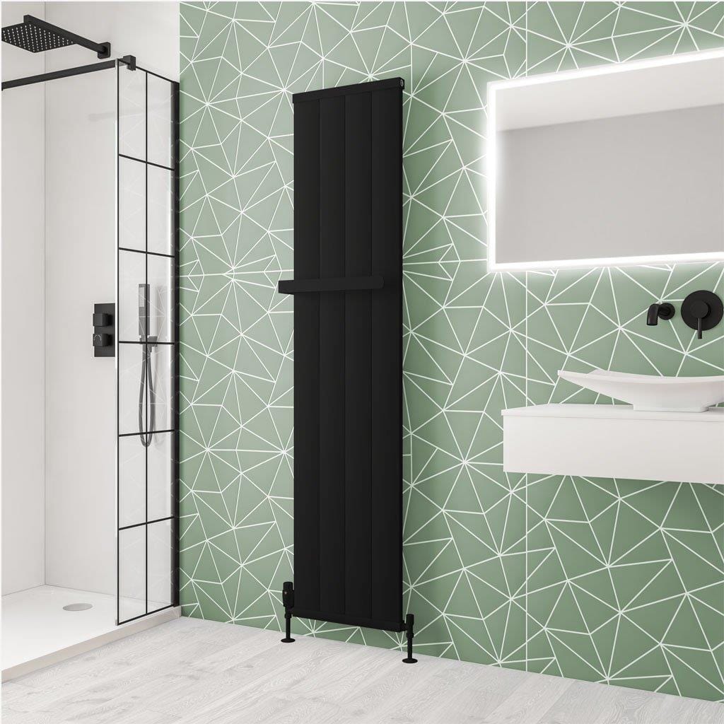 Eastbrook Panel Radiator Eastbrook Kingswood Slimline Vertical Aluminium Radiator 1800 x 410mm / Matt Black