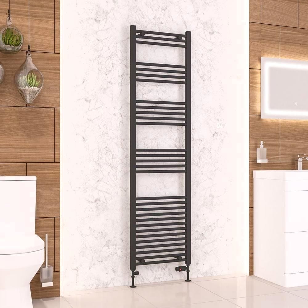 Eastbrook Ladder Rail Eastbrook Wendover Straight Vertical Heated Towel Rail in Matt Black 1800 x 500 / Electric Only