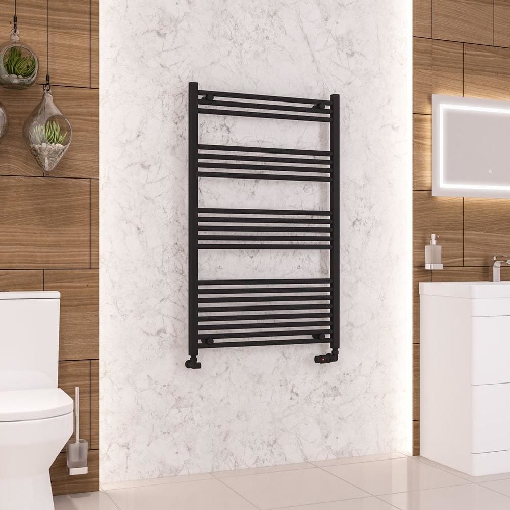 Eastbrook Ladder Rail Eastbrook Wendover Straight Vertical Heated Towel Rail in Matt Black 1200 x 750 / Central Heating