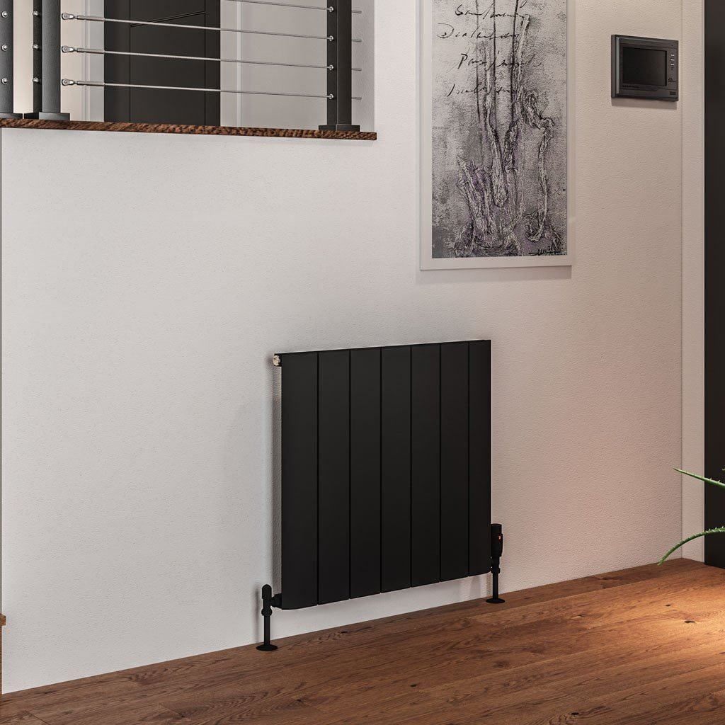 Eastbrook Panel Radiators Eastbrook Peretti Straight Horizontal Aluminum Radiator in Matt Black 600 x 660 / Dual Fuel