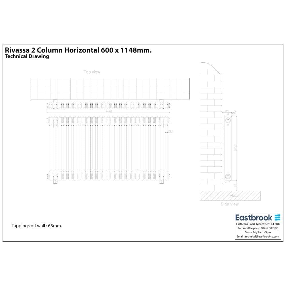 Eastbrook Column Radiator Eastbrook Rivassa Traditional 2 Column Radiator in Bronze Effect
