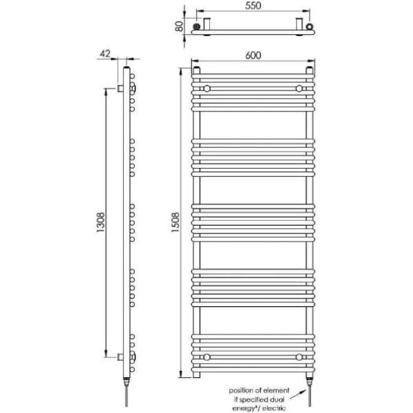 Vogue Designer Towel Radiators Vogue Tune Straight Designer Towel Radiator in Chrome