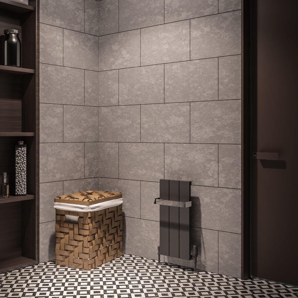 Eastbrook Panel Radiator Eastbrook Rosano Straight Vertical Aluminium Radiator in Matt Anthracite 600 x 280mm / Dual Fuel