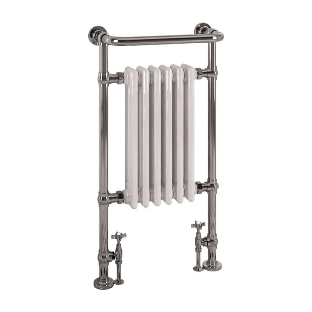 Eastbrook Inset Radiator Eastbrook Isbourne Straight Vertical Traditional Radiator in Gloss White/Chrome