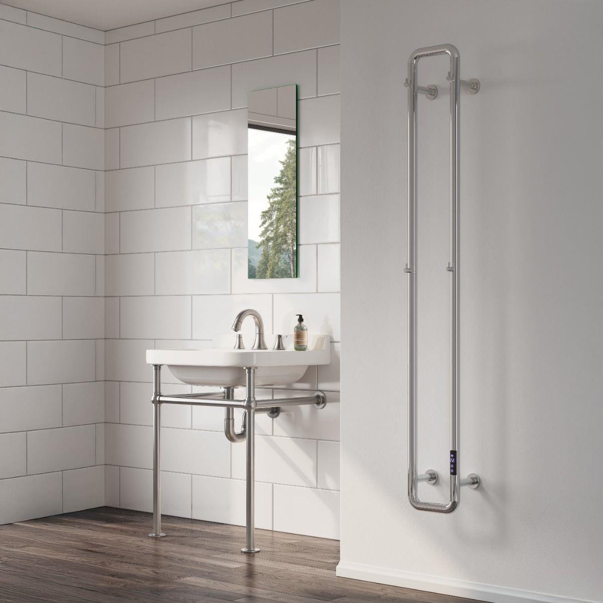 Aquarius Unique Radiator Aquarius DigiTherm Pelmo Dry Electric Radiator with LCD Display Polished Stainless Steel