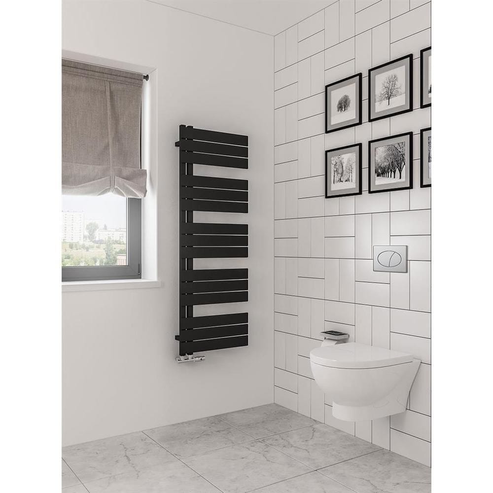 Eastbrook Designer Towel Radiator Eastbrook Helmsley Straight Vertical Designer Towel Rail in Matt Black 1400 x 500 / Central Heating