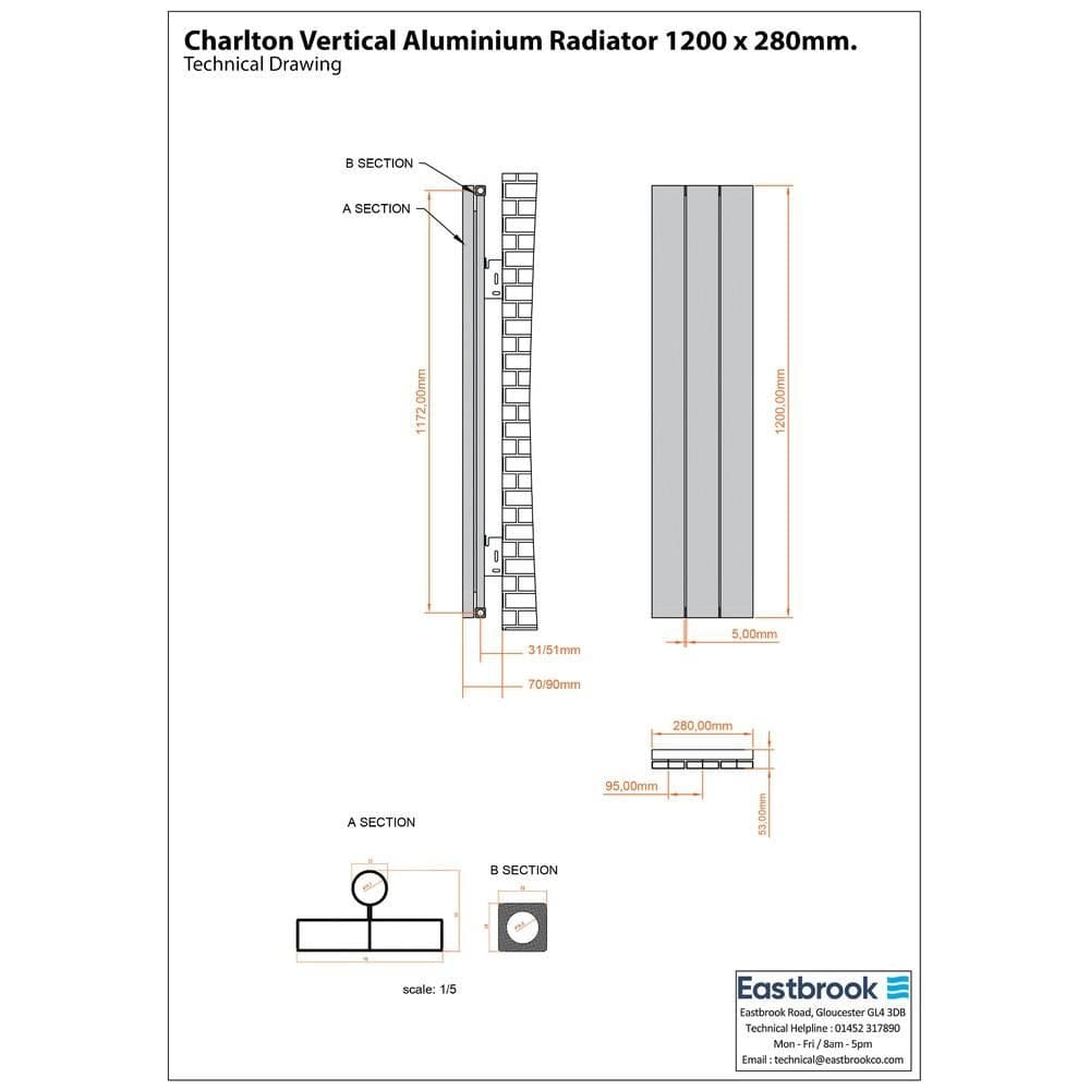 Eastbrook Panel Radiator Eastbrook Charlton Vertical Designer Radiator in Matt White