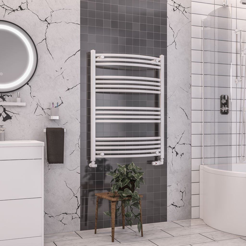 Totally Rads Ladder Rails Eastbrook Wendover Curved Vertical Heated Towel Rail in White 1000 x 750 / Central Heating