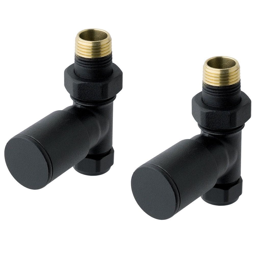 Totally Rads Eastbrook Straight Manual Radiator Valves Pair - Matt Black - 41.3014