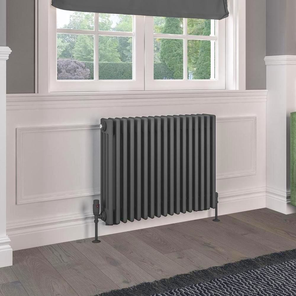 Eastbrook Column Radiator Eastbrook Rivassa Traditional 4 Column Radiator in Matt Anthracite 600 x 785 / Electric Only