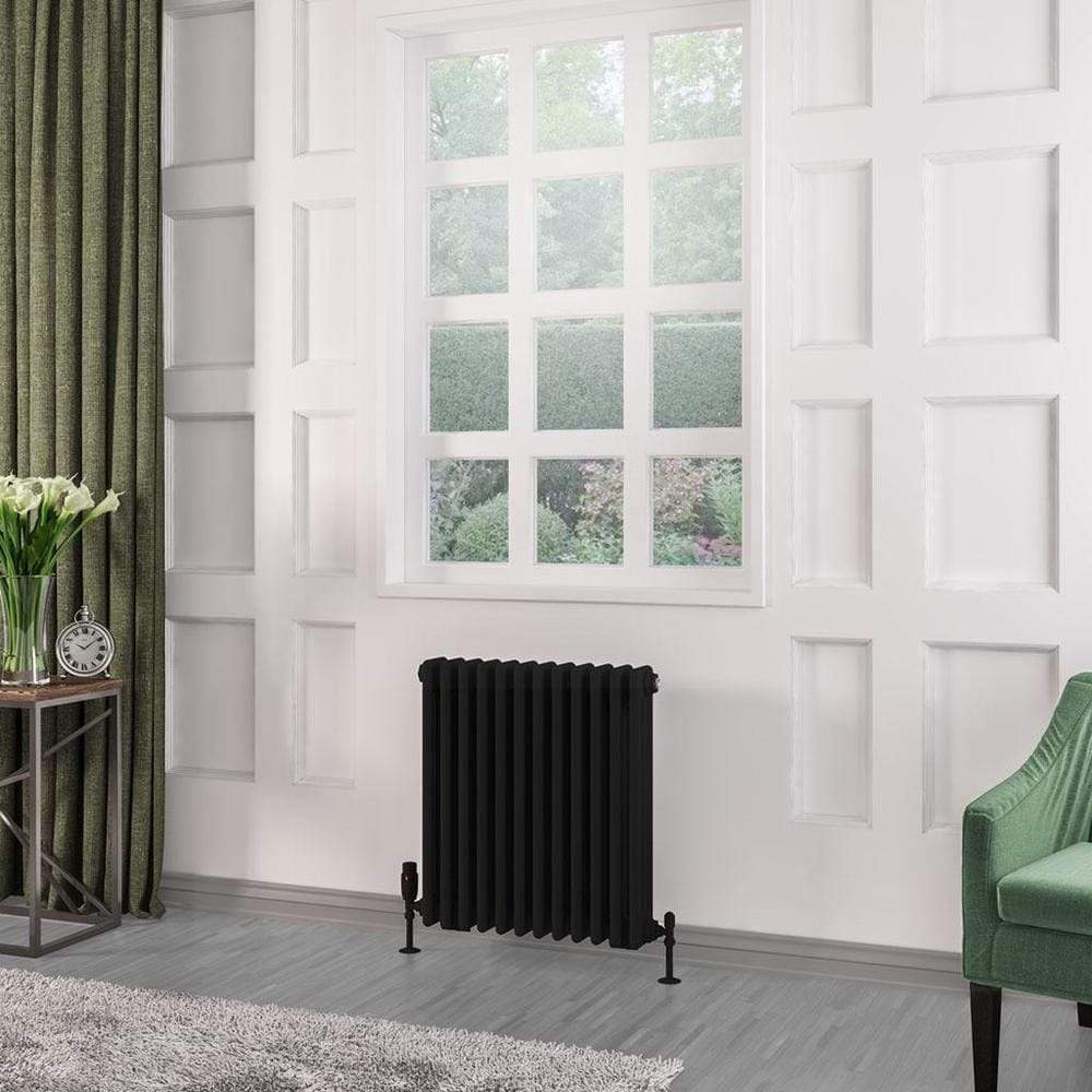 Eastbrook Column Radiator Eastbrook Rivassa Traditional 3 Column Radiator in Matt Black 600 x 563 / Central Heating