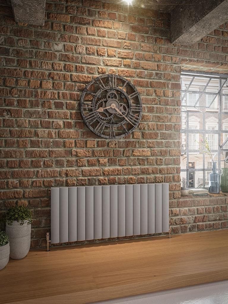 Eastbrook Panel Radiators Eastbrook Guardia Straight Horizontal Aluminium in Matt Grey 600 x 1420 / Dual Fuel