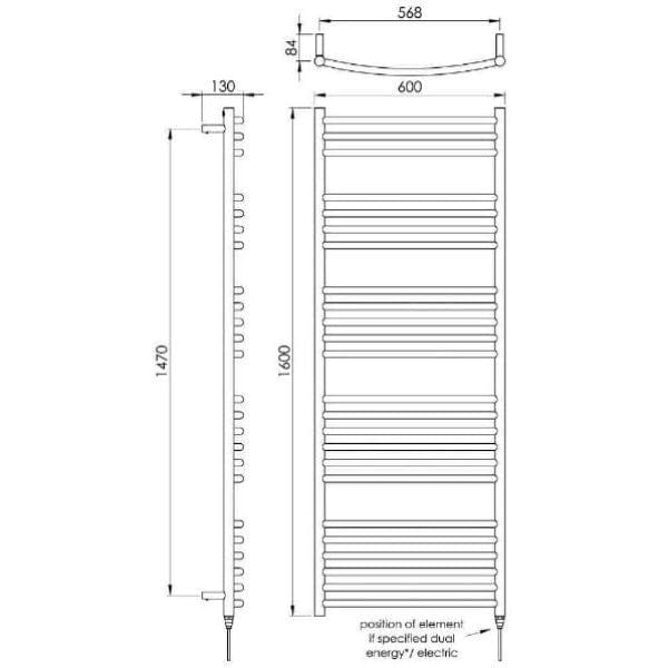 Vogue Ladder Rails Vogue Kerve Curved Ladder Rail in Polished Stainless Steel