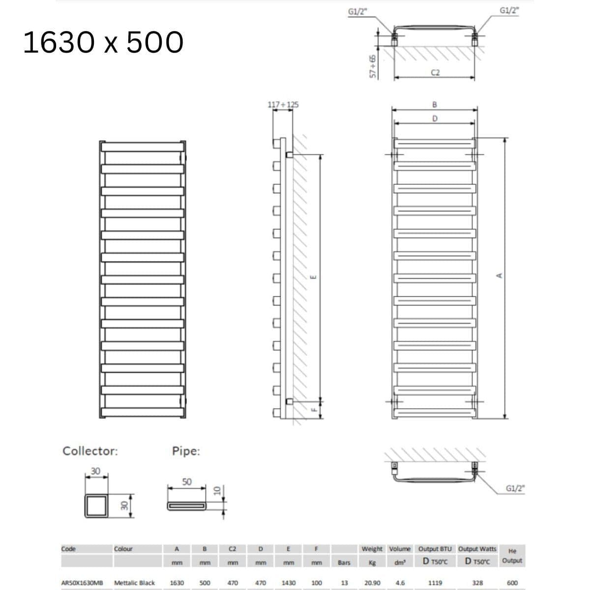Crosswater Designer Towel Radiator Crosswater Air Designer Towel Radiator in Brushed Brass
